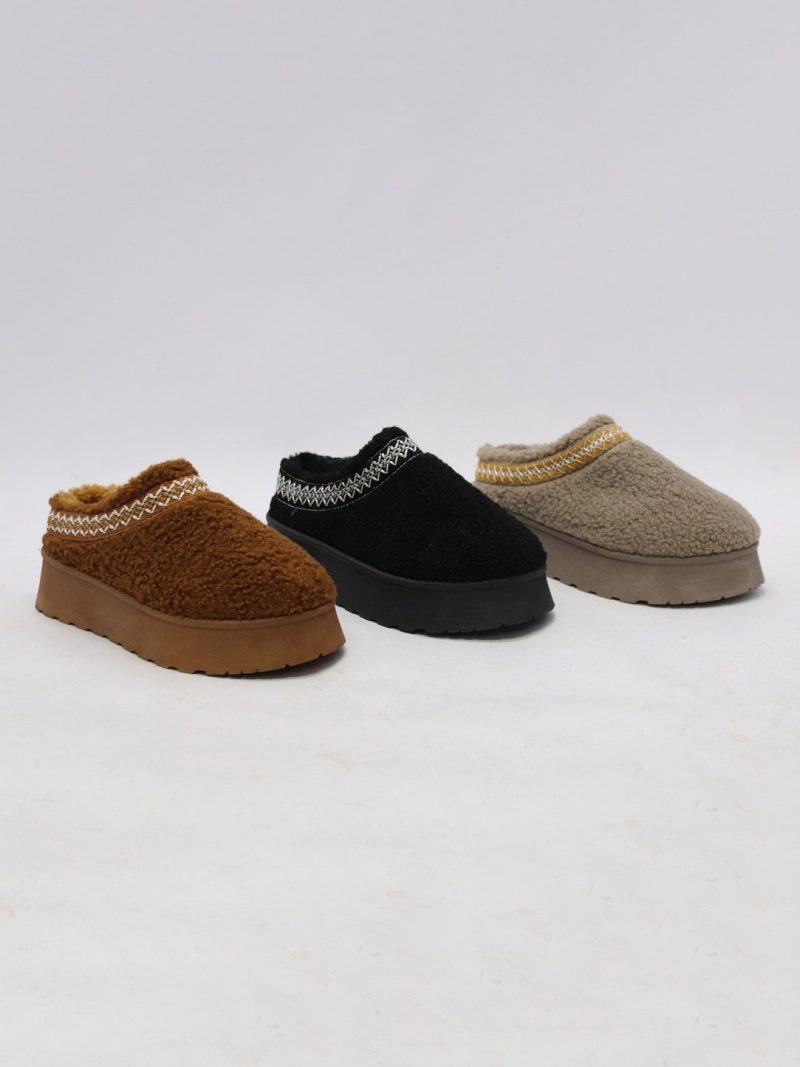 Embroidered Trim Platform Sherpa Boots - Image 3